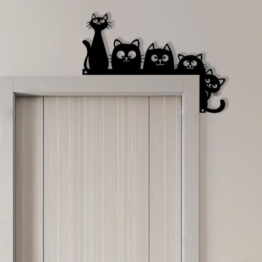 Cute Cat's Door‎ or Shelf Topper Metal Room Decor